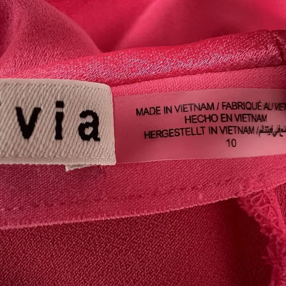 Alice and Olivia Rosa Slip Skirt  Pink Asymmetric Feminine Satin Women's Size 10